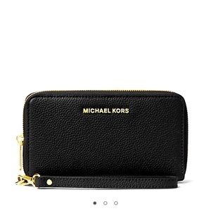 MK Large Leather Smartphone Wristlet